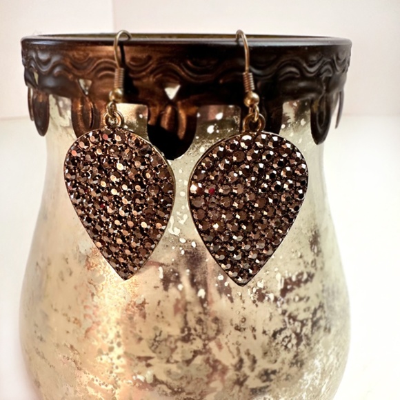 ANTHROPOLOGIE Bronze Glass Beaded Earrings - Picture 4 of 4